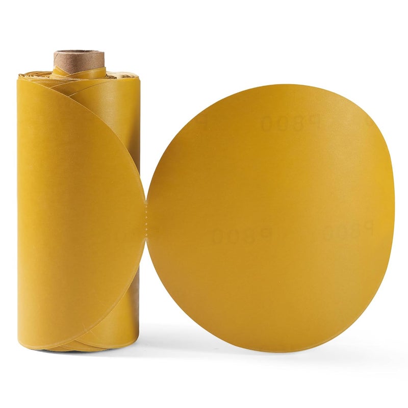Shawya 100 PCS 6 Inch Gold PSA Sanding Discs 800 Grit Self Adhesive Sticky-Back Sandpaper for DA Sander Automotive Car Paint Woodworking Wood Metal Finishing - Image 1